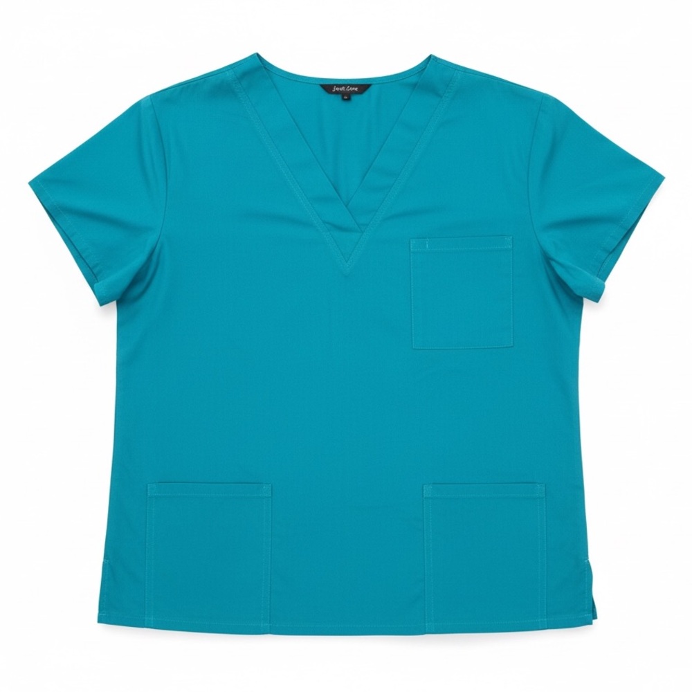 Just Love Teal Scrub Top V-Neck Medical Nursing Uniform Shirt Size XL